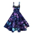thumbnail image 4 of Valentines Day Sleeveless Vintage Fit and Flare Dress with Heart Print Pattern Casual A-line Midi Dark Purple 2XL, 4 of 6