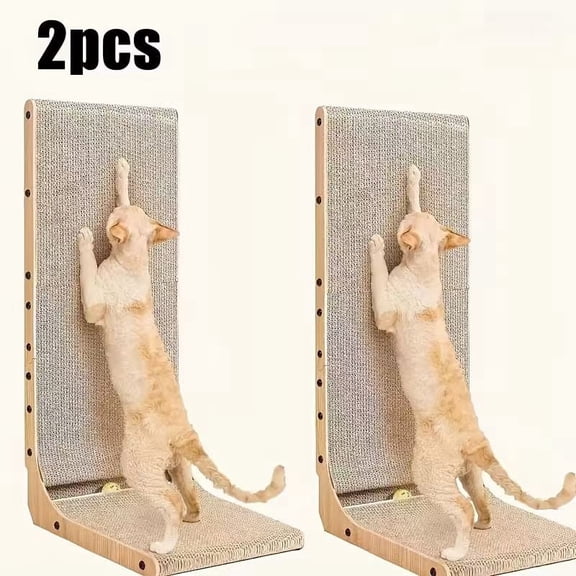 2PCS Cat Climbing Post – 15.8-Inch L-Shaped Cat Scratcher – Vertical Wall-Mounted Cat Scratching Post with Ball Toy – Suitable for Indoor Cats