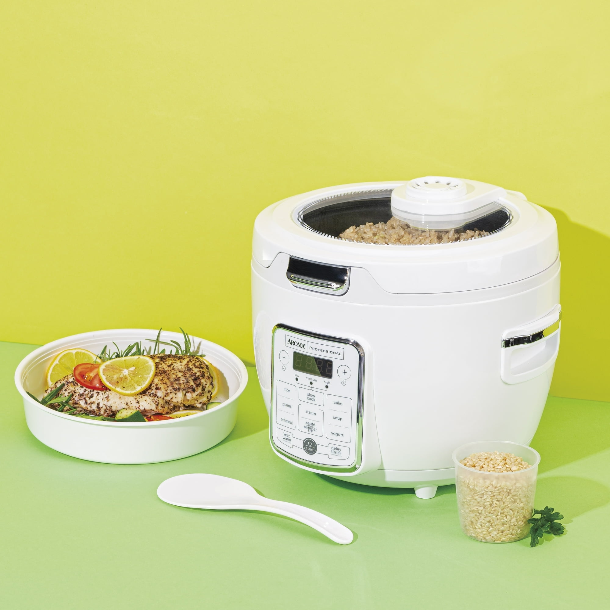 Aroma 160oz Electric Rice Cooker, White Digital Cooker Restored