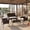 Beige-4pcs, variant on Simenmax 4 Piece Rattan Conversation Set, Outdoor Patio Furniture with Double Loveseat & 2 Single Chairs, Glass Coffee Table for Backyard, Poolside, Garden,Beige