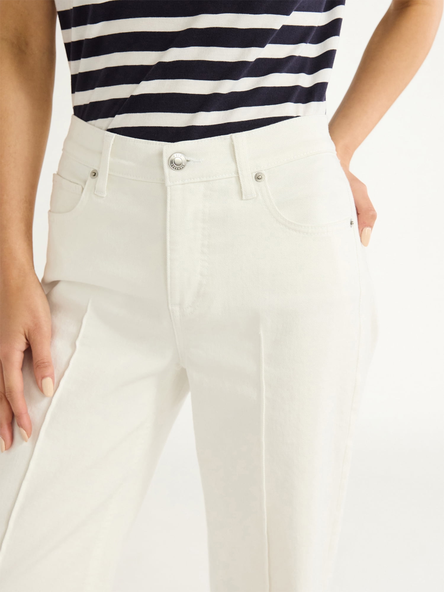 Free Assembly Women's Wide Leg High Rise Pintuck Jeans, 29” Inseam, Sizes 0-20