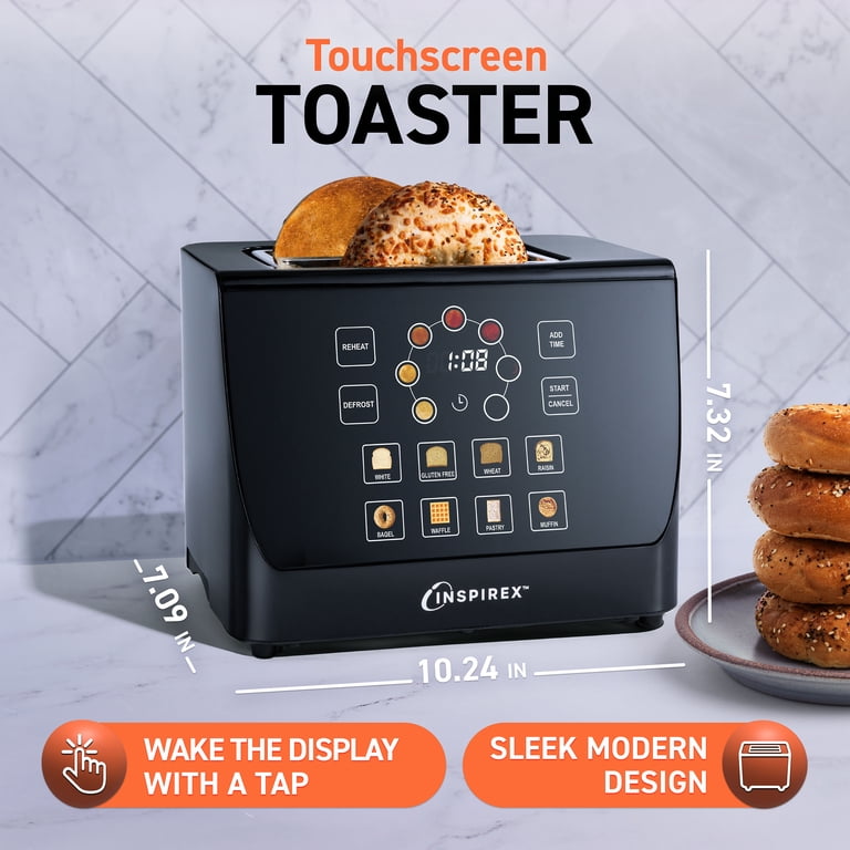 Inspirex Two Slice Touchscreen Lever Toaster, Black, XTOSMC2BK