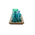 thumbnail image 3 of Creative Co-Op Wood Tray with 9 Blue & Green Glass Votive Holders (Set of 10 Pieces), 3 of 6