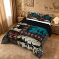 thumbnail image 2 of meiyoeat Western Cowboy Horse King Size Comforter Sets,Vintage Aztec Geometric Print Comforters King Size For Adult,Black Reversible,3pcs, 2 of 7