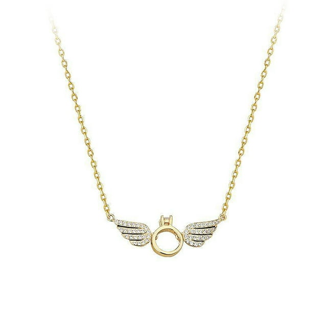 FcBaudy Collier pour Femmes, Bijoux pour Femmes, Collier Pendentif Aile d'Ange, Collier angle Diamant