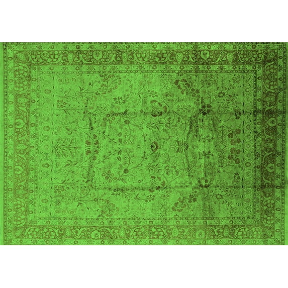 Ahgly Company Indoor Rectangle Oriental Green Industrial Area Rugs, 2' x 4'