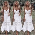 thumbnail image 4 of Robe d'Été Mode Femme Robes Aguichant Col en V Dos Nu Dentelle Robe de Plage Robes Blanches, 4 of 4