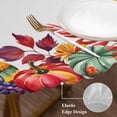 thumbnail image 3 of Fall Round Tablecloth, Fitted Table Cover with Elastic for 36"-44" Round Tables, Thanksgiving Vintage Country Sunflower Pumpkin Table Cloth Outdoor Indoor Dinning Party Waterproof Tablecloths, 3 of 7