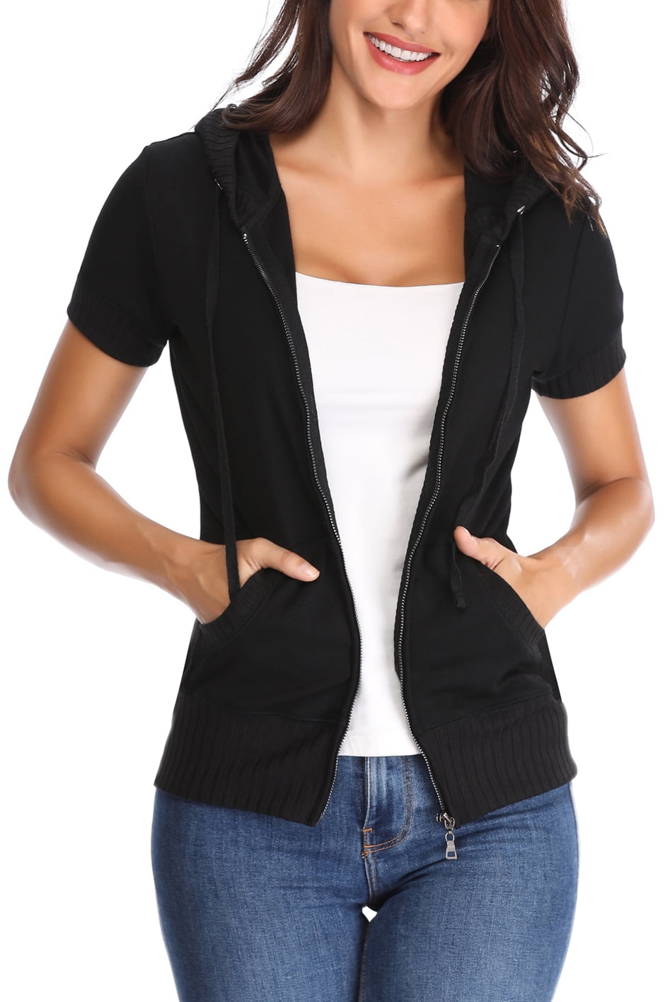Jo.Hannah Women's Short Sleeves Hooded 