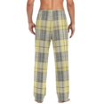 thumbnail image 2 of Men's Sleep Pants Lightweight Pjs Sleepwear Comfortable Lounge Pants Bottom Pants with Pocket Light Yellow and Grey Tartan, 2 of 7
