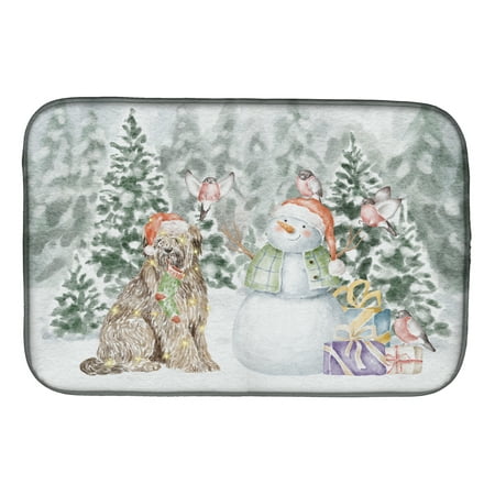 

Briard with Christmas Presents Dish Drying Mat 14 in x 21 in