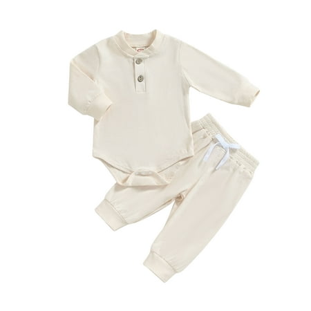 

Canis Button Long Sleeve Rompers and Elastic Pants Set for Baby Boys