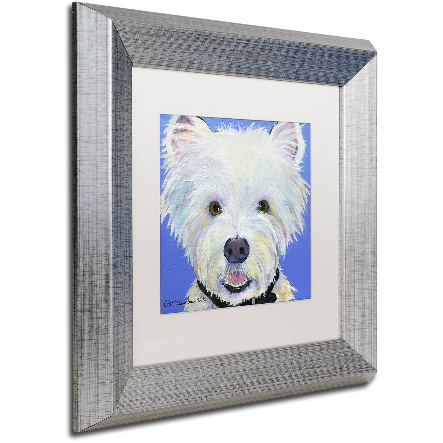 Trademark Fine Art "Amos" Canvas Art by Pat Saunders-White, White Matte, Silver Frame