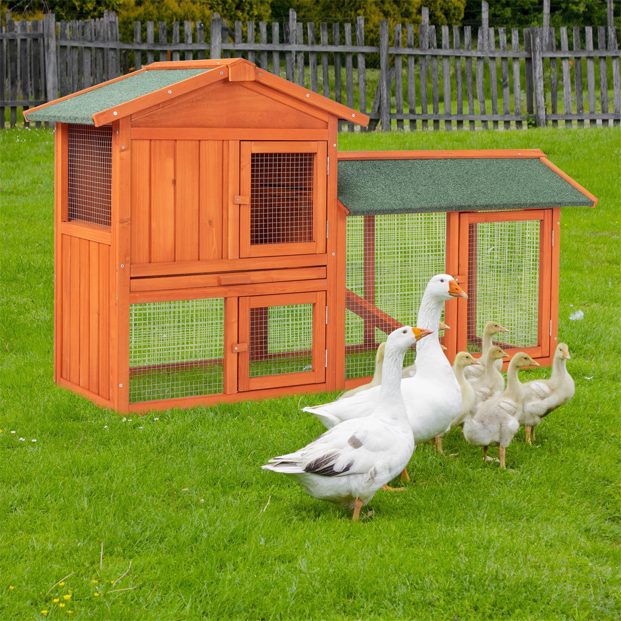 Pefilos 55" Wood Chicken Coop for 6 Hen House, Indoor Rabbit Hutch Poultry Cage Habitat Pet Cages for Small Animals, Orange