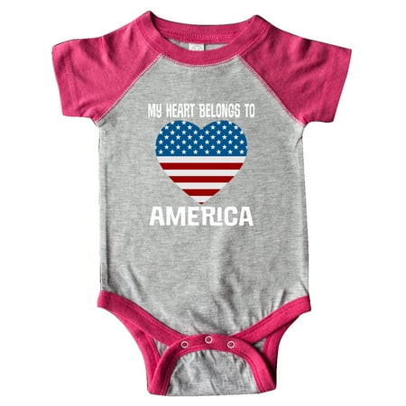 

Inktastic USA Patriotic My Heart Belongs to America Gift Baby Boy or Baby Girl Bodysuit