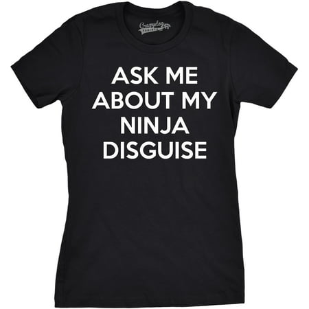 Women's Ninja Disguise Flip T Shirt Turn Into a Ninja Funny Face Tee For (Best Turn On For Women)