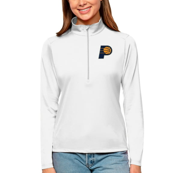 Women's Antigua White Indiana Pacers Tribute Half-Zip Top
