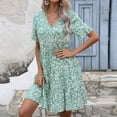 thumbnail image 2 of Vedolay Girls Dresses Women Casual Loose Bohemian Floral Dress with Pockets Short Sleeve Long Maxi Summer Beach Swing Dress,Green XXL, 2 of 5