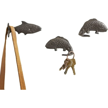 

47th & Main Coastal Cast Iron Decorative Wall Hook Set of 3 Fish