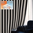 thumbnail image 5 of Black Striped Blackout Curtains for Bedroom/Living Room, Pinch Pleated Black Out Curtains, Modern Simple Farmhouse Beige Vintage Room Darkening Window Drapes with Hooks 2 Panels, 59"x70", 5 of 8