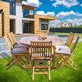 thumbnail image 3 of 7 Piece Teak Wood Santa Barbara Outdoor Patio Dining Set with Round to Oval Extension Table, 2 Arm Chairs and 4 Side Chairs, 3 of 5