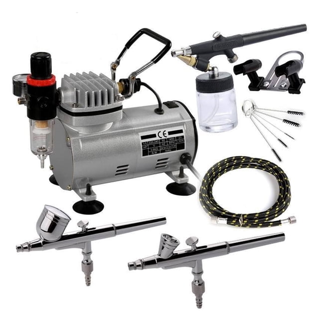 AC-18 Professional Air Compressor Set Electric Spray Gun Hobby Paint Spray Set Nail Art Sprayer with Braided Air Hose