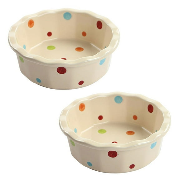 Qeeadeea Small Round Baking Dish Set Of 2, Colorful Ceramic Pie Pan, Round Ceramic Pie Plate-white-15cmx15cmx5cm, 400ml