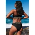 thumbnail image 4 of Cali Chic Women Swimsuit Celebrity Black Leopard Mesh Trim 2pcs Bikini (Medium, Multicolor), 4 of 11