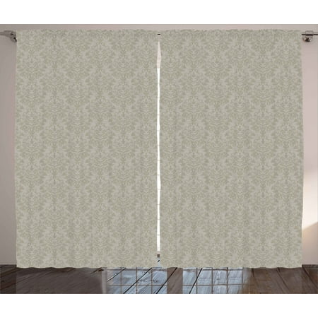 taupe curtains 2 panels set italian style rich flower motifs retro