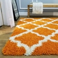 thumbnail image 3 of Soft Shag Area Rug 3x5 Moroccan Trellis Orange Ivory Shaggy Rug - Contemporary Area Rugs for Living Room Bedroom Kitchen Decorative Modern Shaggy Rugs, 3 of 7