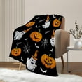 thumbnail image 6 of Halloween Throw Blanket Twin Pumpkins Skull Blanket Black Spooky Scary Decorative Lightweight Fuzzy Soft Plush Fleece Blankets and Throws Couch Sofa Bed Outdoor Lap Blanket, 6 of 6