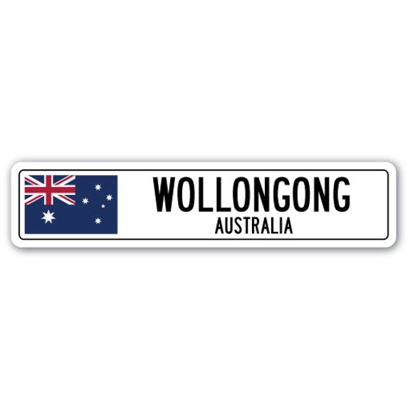 WOLLONGONG AUSTRALIA Street Sign Australian flag city country road wall gift
