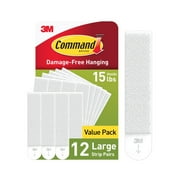 Command Large Picture Hangers, White, Damage-Free Hanging, 12 Pairs