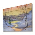thumbnail image 2 of Designart 'Stream Through The Winter Forest II' Lake House Print on Natural Pine Wood, 2 of 5