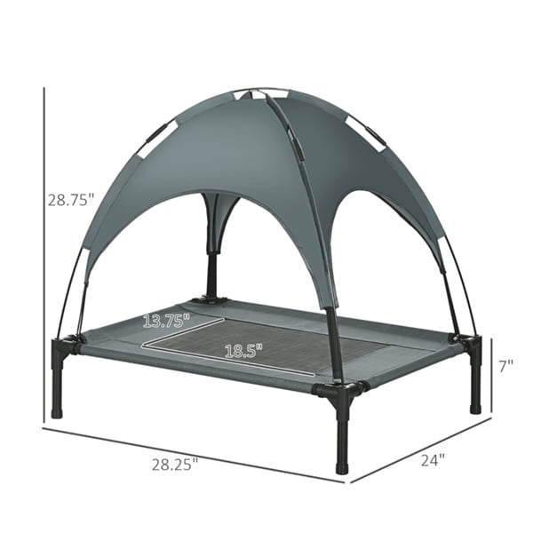 imerelez 30 inch Elevated Dog Bed with Canopy, Outdoor Dog Bed Cot with Shade Tent, Portable Raised Pet Cot Cooling Bed for Dogs