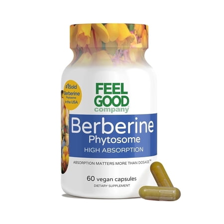 Feelgood Company Berberine Supplement - High Absorption Phytosome - 2200mg Equivalent - Blood Sugar Support & Glucose Metabolism - Metabolic Health & Cholesterol Support - 60 Vegan Capsules