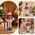thumbnail image 2 of Christmas Plush Snowman Figurine with Retractable Telescopic Legs, Standing Xmas Holiday Decor Ornament, Festive Party Gift Doll, 2 of 7