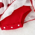 thumbnail image 6 of YWDJ Valentines 3-18 Months Old Valentines Day Onesie Spring Summer Round Collar Ruffle Patchwork Love Hem Long Sleeve Openable Hoodie+Bow Hairband Red 3 Months, 6 of 9