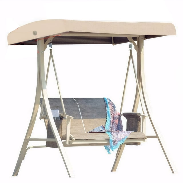 kurtrusly Garden Swing Cover 3 Seater Oxford Cloth Swing Seat Canopy Replacement Outdoor Patio Swing Canopy B 191*120*20CM