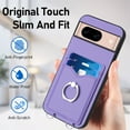 thumbnail image 7 of Wallet Case for Google Pixel 8a, Stylish Ultra Slim PU Leather Card Slots Ring Stand Wrist Strap Shockproof Protective Thin Lightweight Back Case Cover for Google Pixel 8a, Purple, 7 of 7