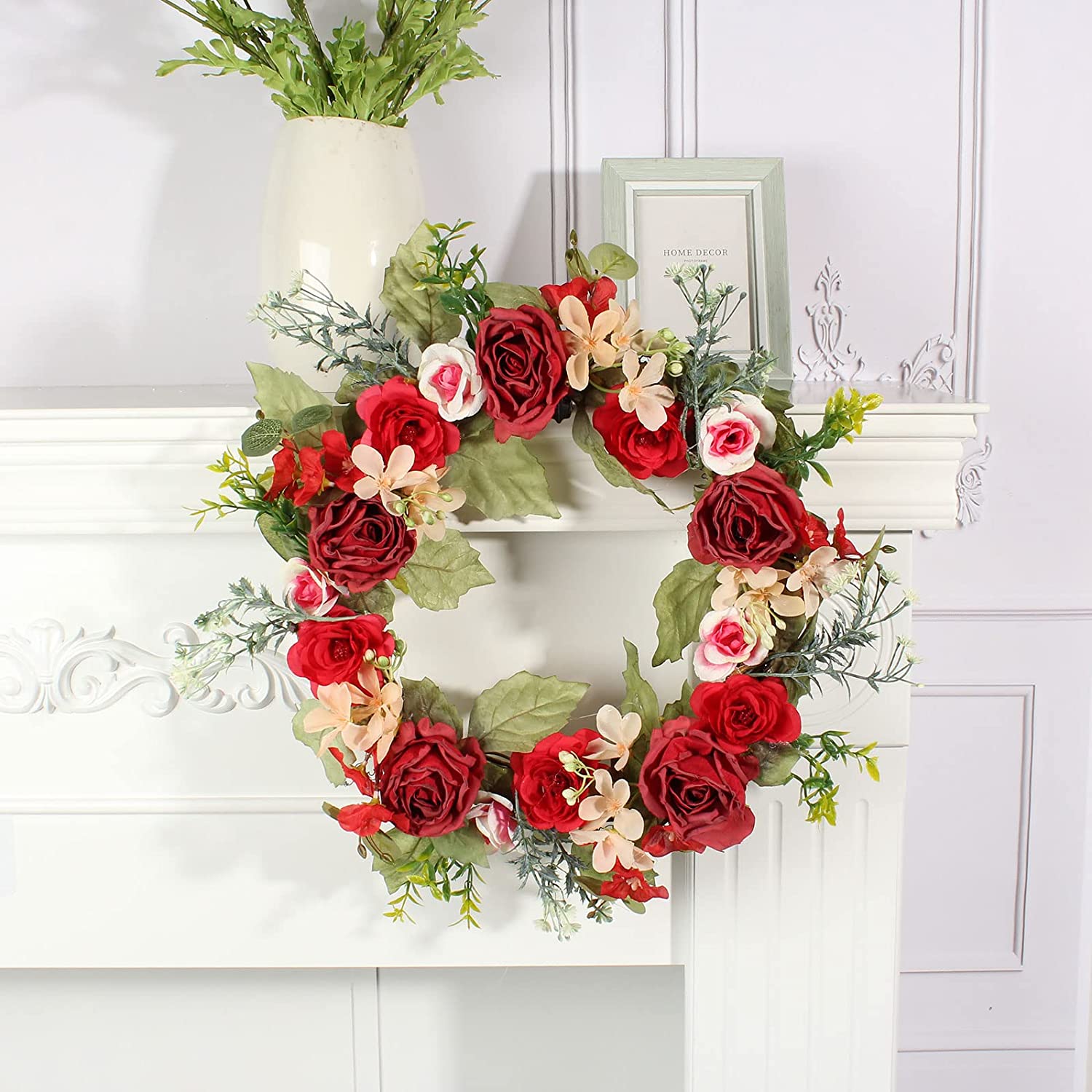 Red Rose Vine Flowers Garland Artificial Rose Vines with Greenery