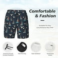 thumbnail image 3 of Yiaed Sailboat And Seagull Print Mens Swim Trunks Bathing Suit Compression Liner Beach Swim Shorts Swimwear Quick Dry Zipper Pocket No-Chafing Board Short-Medium, 3 of 6