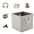 thumbnail image 2 of Caja de almacenamiento plegable de tela de algodón y bambú con asas y portaetiquetas, cesta de almacenamiento, contenedor de almacenamiento - Juego de 2, gris, 2 of 5