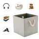thumbnail image 2 of Elegante diseño, cubo multiusos, cubos de tela plegables para guardar cosas en el armario del hogar, material de primera calidad y asas resistentes, compatible con estantería Kallax, gris, juego de 2, 2 of 5