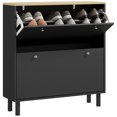thumbnail image 1 of HOMCOM Narrow Shoe Storage Cabinet with Adjustable Shelves, Black, 1 of 10