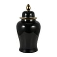 thumbnail image 5 of Polished Ceramic Jar for Living Room Decor - Elevated MetallicHome Accent for  Office Display - Decorative Flower Vase for Room, Bedroom, House, Office, and Table Styling - 24", Black & Gold, 5 of 12