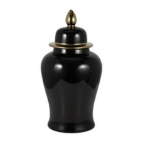 Ceramic 24" Temple Jar, Black/gold