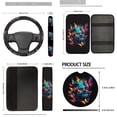thumbnail image 5 of Uorisanigo Butterfly Skull Interior Accessories 18 Packs, Full Set Car Seat Covers+Steering Wheel Cover+Center Console Pads+Seatbelt Covers+Coasters+Keychain+Headrest+Gear Shift & Handbrake, 5 of 7