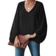 thumbnail image 1 of Blusa de manga larga,Blusa de manga larga para mujer Blusas sueltas casuales Top con cuello en V Características de vanguardia, 1 of 6