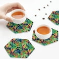 thumbnail image 4 of Leather Coasters with Heat-resistant for Drinks, Cute Lizard Chameleon Banana Leaf -标题2 Hexagon, 4 of 5